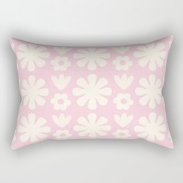 Scandi Floral Grid Retro Flower Pattern in Light Pastel Pink and Cream Rectangular Pillow
