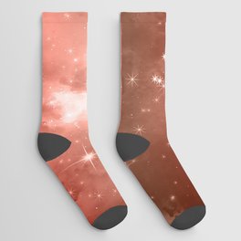 Red Grey Galaxy space Socks