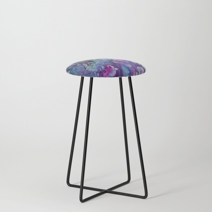 Fluid Abstract Teal Pink Purple Counter Stool