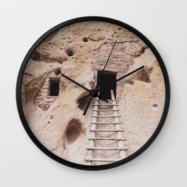 Cliff Dwelling Ladder - New Mexico Photography Wall Clock