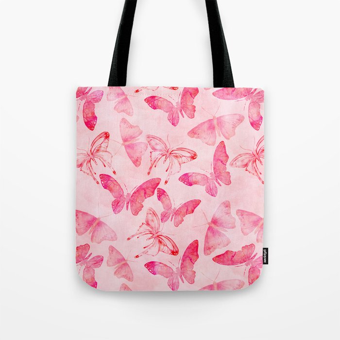 Pink pastel Butterflies allover pattern Tote Bag