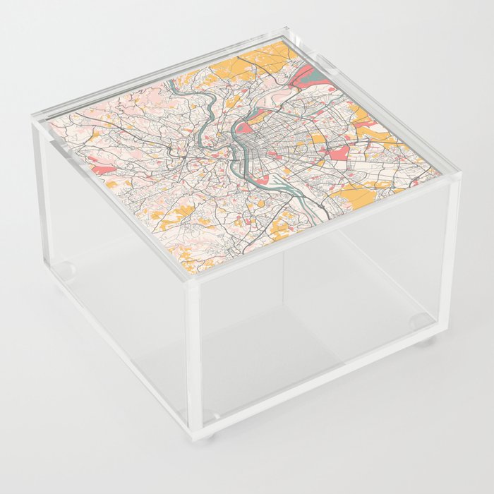 Lyon city map Acrylic Box