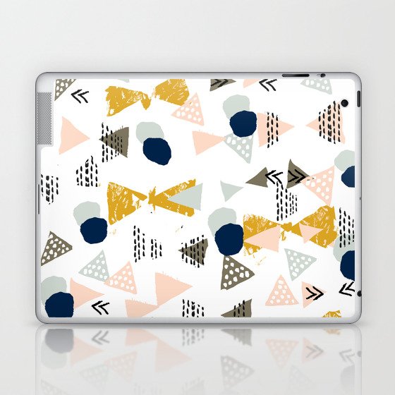 Minimal modern color palette navy gold abstract art painted dots pattern Laptop & iPad Skin