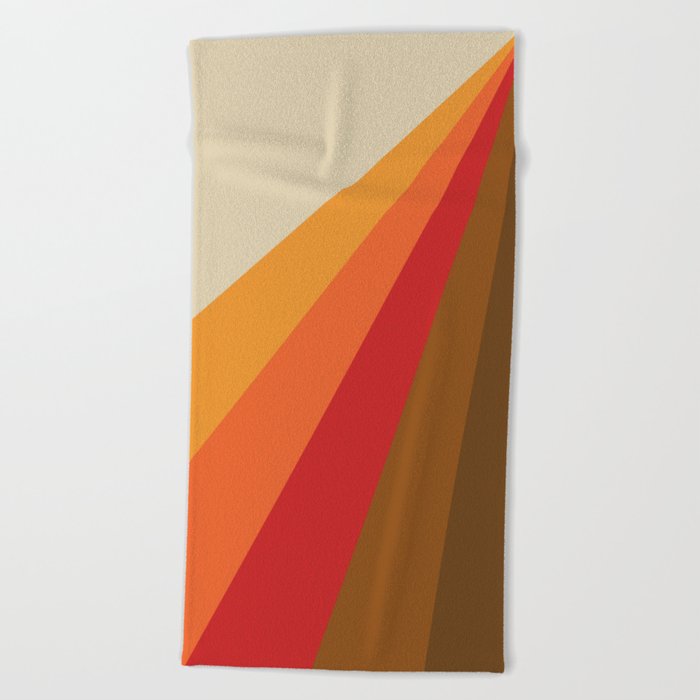 Colorful diagonal retro stripes design Beach Towel