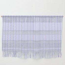 Periwinkle Blue and White Micro Vertical Vintage English Country Cottage Ticking Stripe Wall Hanging