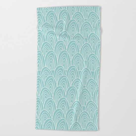 Blue Scribbles Pattern 09 Beach Towel