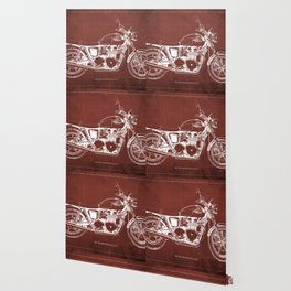 2010 Triumph Bonneville SE Blueprint, Red Background Wallpaper