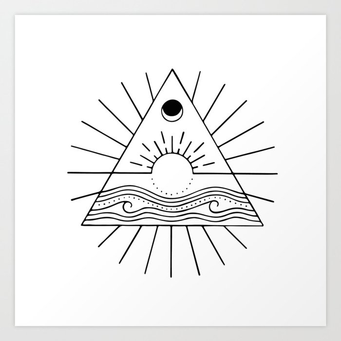 Sun Moon Sea Art Print By Scarletfineart Society6