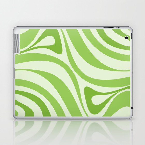 New Groove Retro Swirl Abstract Pattern Light Lime Green Laptop & iPad Skin