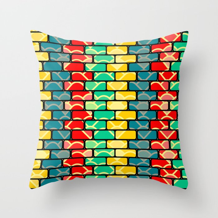 Colorful bricks Throw Pillow