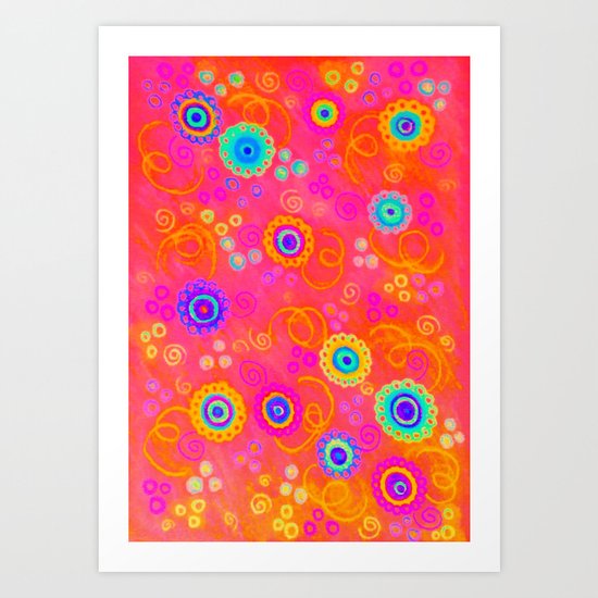 SWIZZLE STICK - Sweet Cherry Red Fruity Candy Swirls Abstract Watercolor Painting Feminine Art Art Print