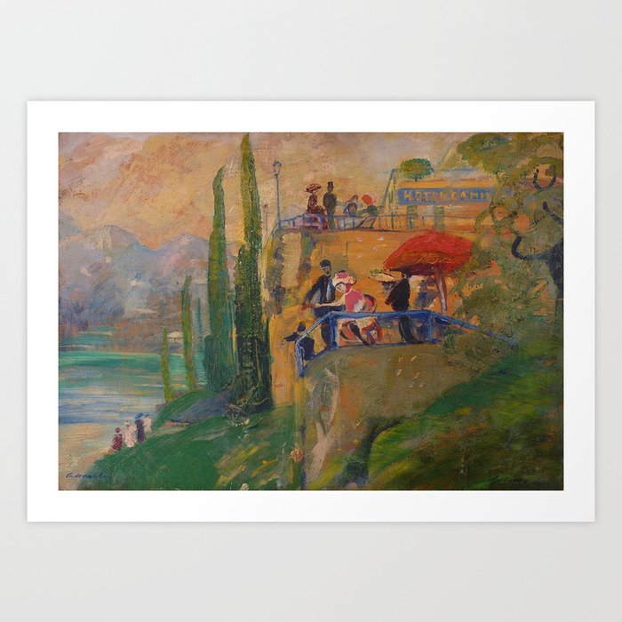 Lake Como, Italy landscape painting by  Lajos Gulácsy Art Print