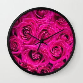 Pink Roses Bouquet Floral Pattern Wall Clock