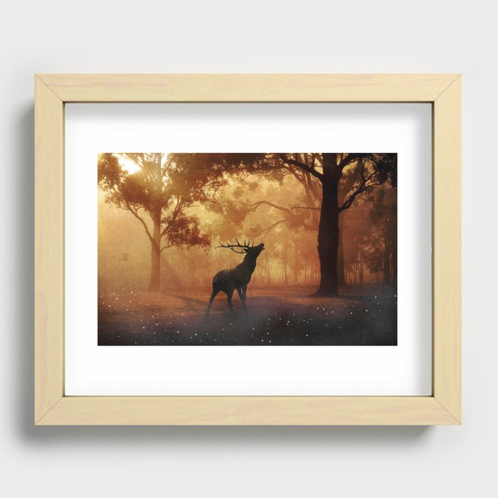 Elk in a Forest Recessed Framed Print