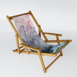 Blush and Payne's Grey Flowing Abstract Painting Sling Chair
