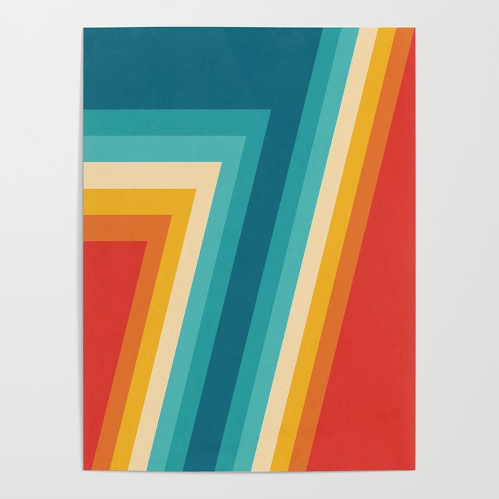 Colorful Retro Stripes  - 70s, 80s Abstract Design Poster