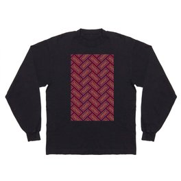 Knitted Textured Pattern Purple Pink Long Sleeve T-shirt