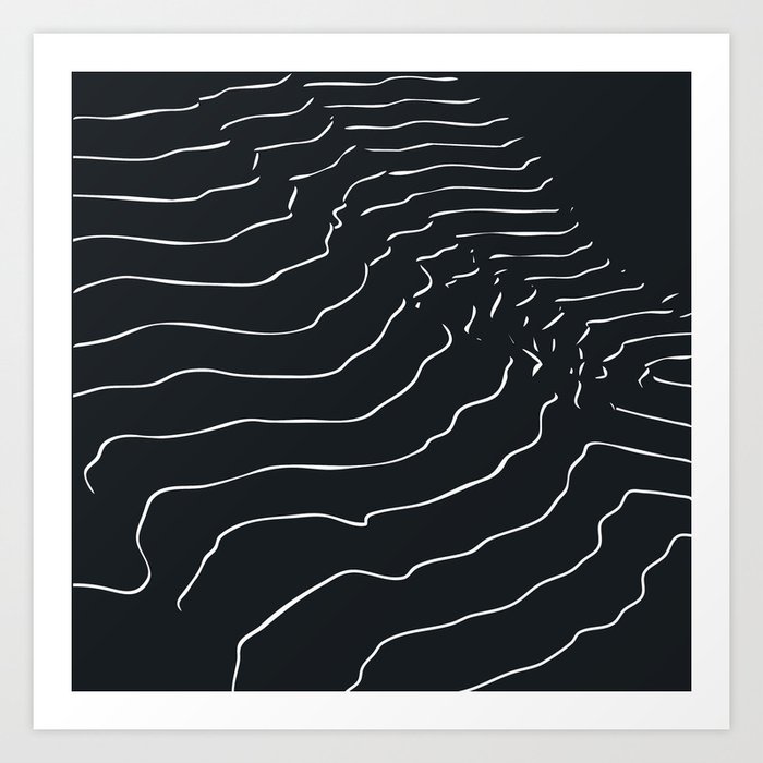 Black and white Mountain contour lines Art Print
