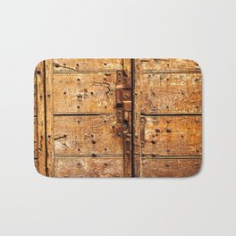 Old Weathered Wooden Door Rusty Latch and Nails Bath Mat