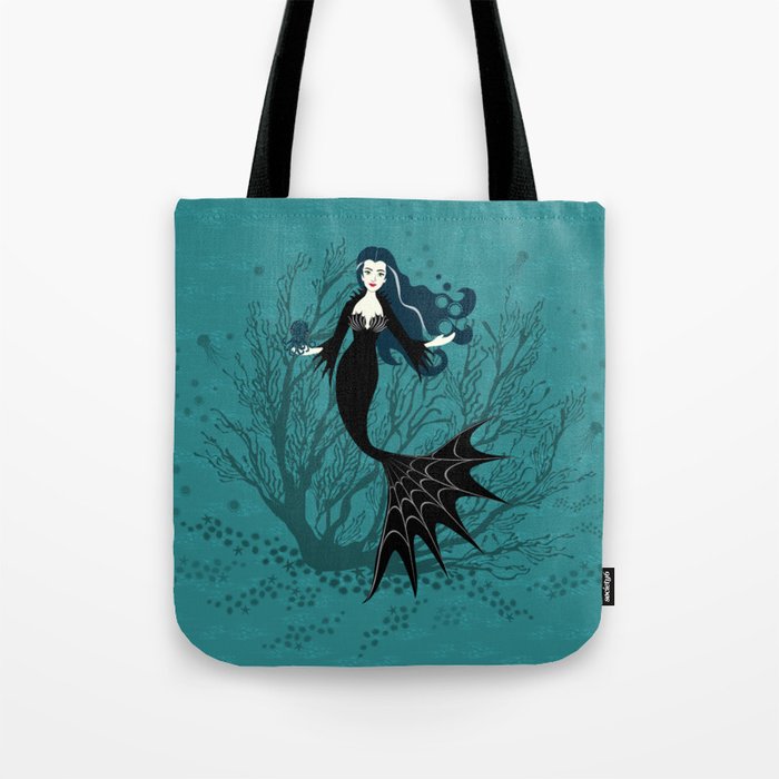 Vampire Mermaid on Aqua Tote Bag