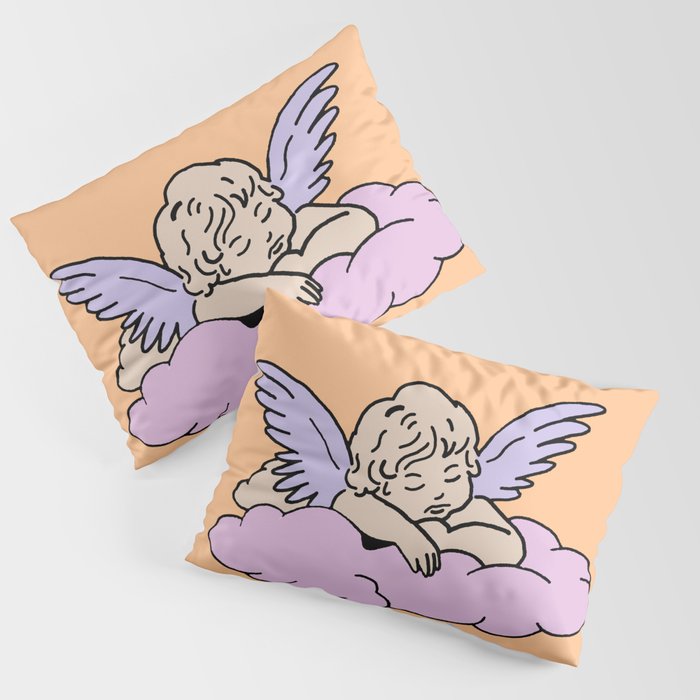 cupid cherub sleepy angel of love cute illustration  Pillow Sham