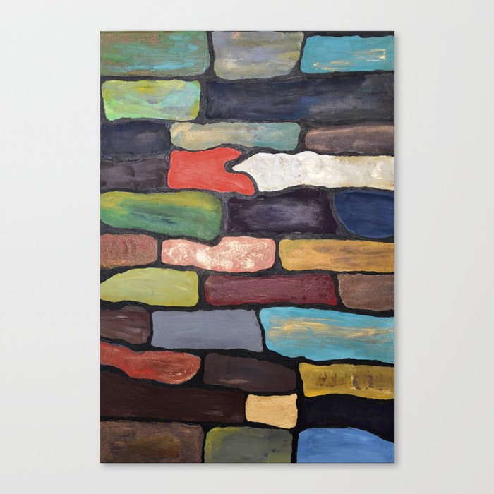 Abstract RED GREEN BLUE NAVY painting, modern Canvas Print