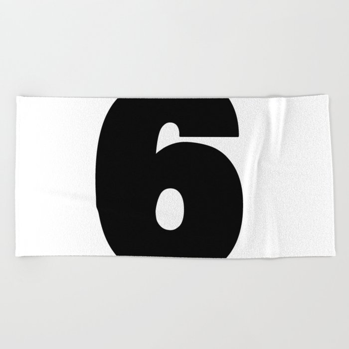 6 (Black & White Number) Beach Towel