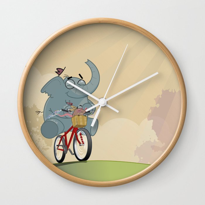 Mr. Elephant & Mr. Mouse 'Bicycle' Wall Clock