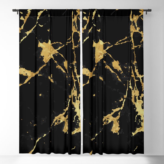 Black & Gold Marble Texture 25 Blackout Curtain