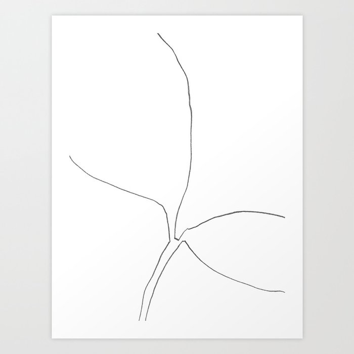 Seedling Leaning Right - Minimalist Botanical Line Drawing Art Print