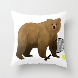 Bear Tennis Throw Pillow