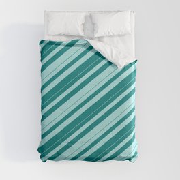 [ Thumbnail: Teal & Turquoise Colored Lines/Stripes Pattern Duvet Cover ]