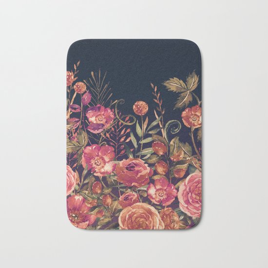 Vintage Garden 3 (Night Flowers) Bath Mat