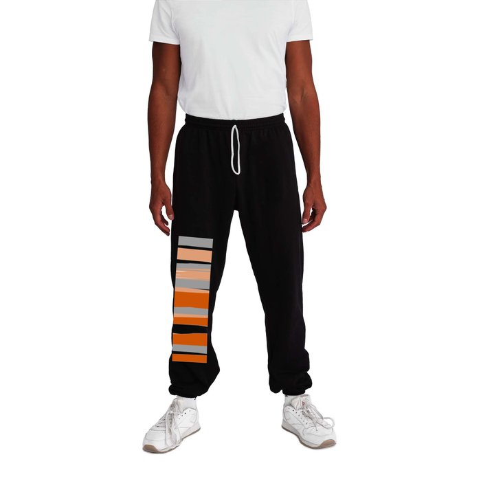 Stripes Abstract, Orange and Grey Sweatpants