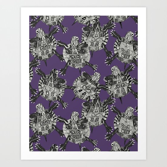 turtle party violet Art Print