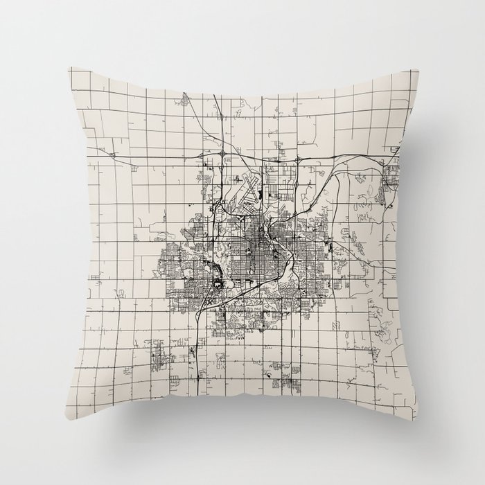 Sioux Falls City Map - USA Throw Pillow