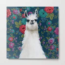 Garden Llama Metal Print