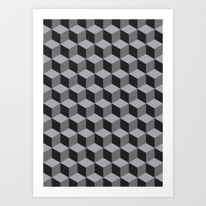 geometric b.w_05.cubes Art Print