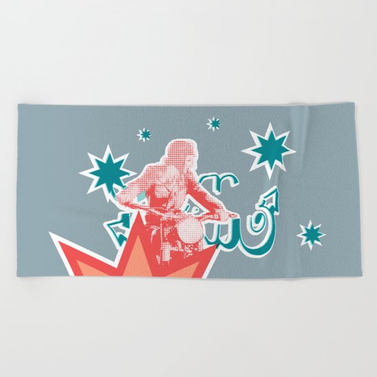 Biking through Stars Beach Towel