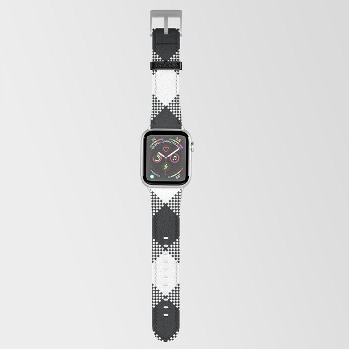 Black & White Large Diagonal Gingham Pattern Apple Watch Band