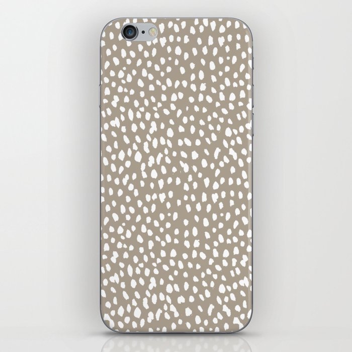 White on Dark Taupe spots iPhone Skin
