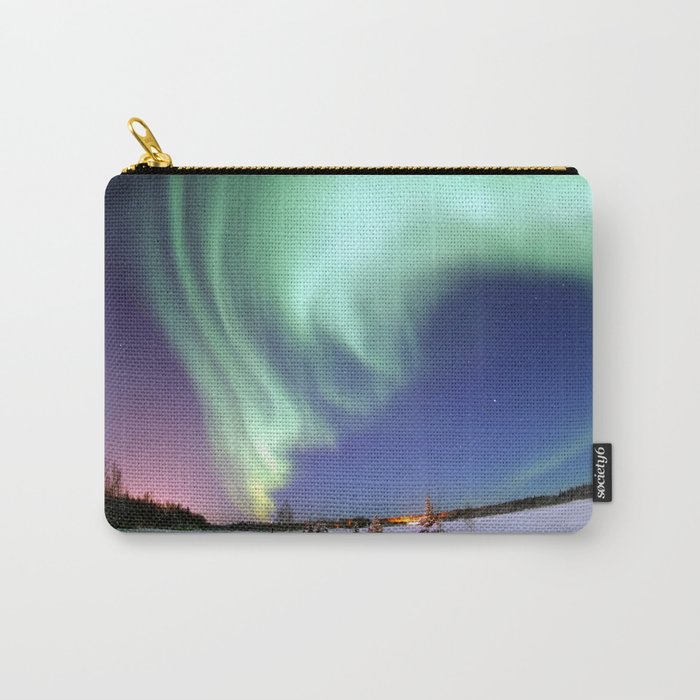 Aurora Borealis, Northern Lights shining at twilight above Bear Lake, Alaska color photograph / photography Carry-All Pouch