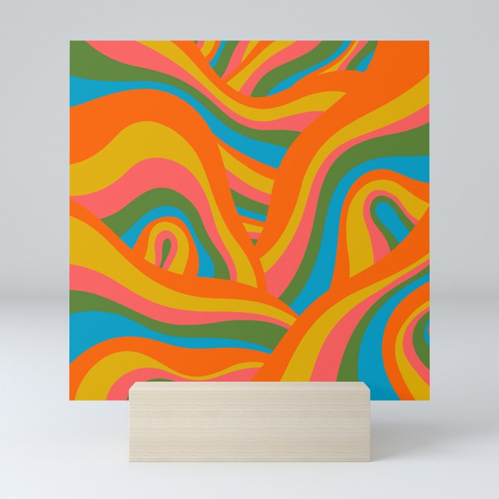 Retro 70s Psychedelic Abstract Pattern Framed Mini Art Print