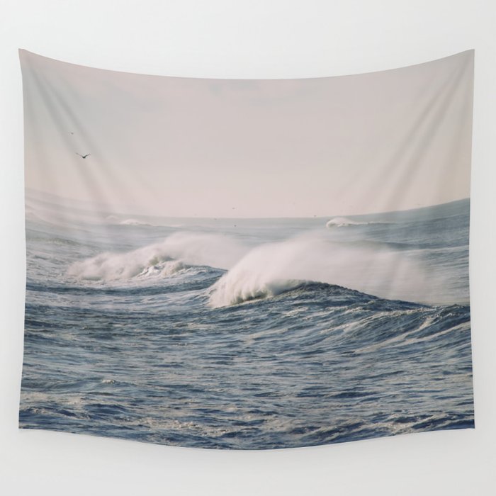 Aerial Ocean - Crashing Waves - Sea travel photography Wall Tapestry