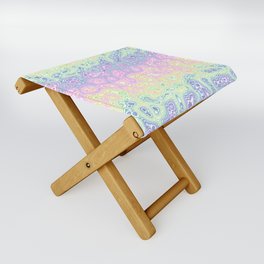 Trippy Funky Squiggly Pastel Rainbow Folding Stool