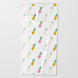 Pineapple Pattern by TinyTiniDesign Beach Towel