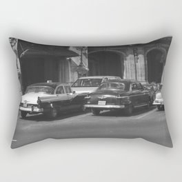 Black and white street of Old Havana Cuba | Cuban classic cars | Wanderlust travel Rectangular Pillow