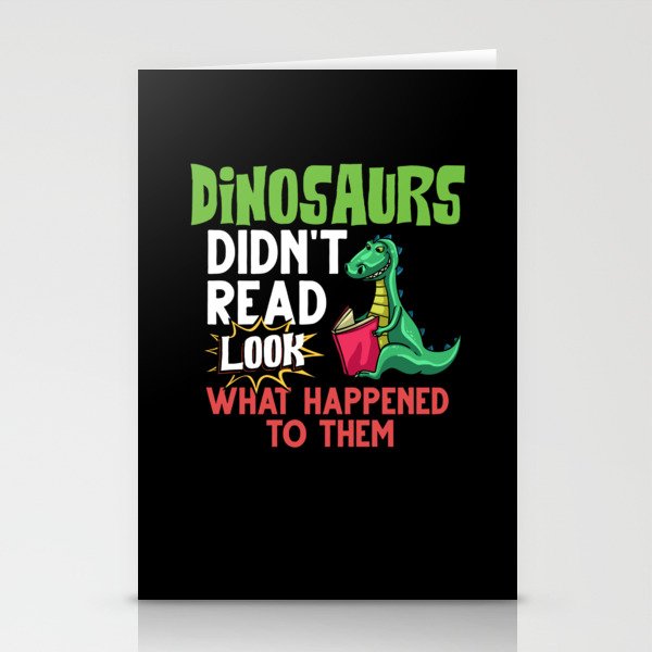 Dinosaur Book Reading Rex Read Funny Reader Stationery Cards