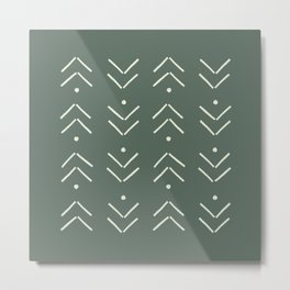 Arrow Lines Pattern in Forest Sage Green Metal Print