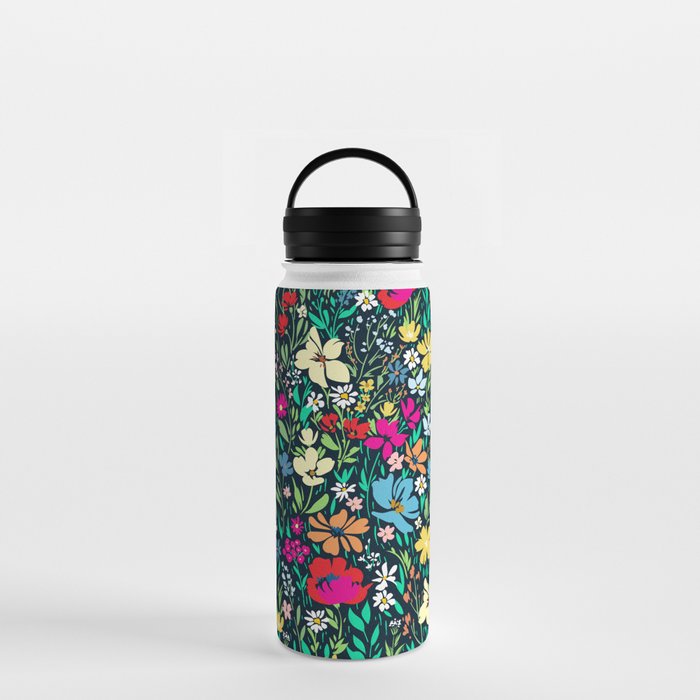 Summer floral print, colorful meadow Water Bottle